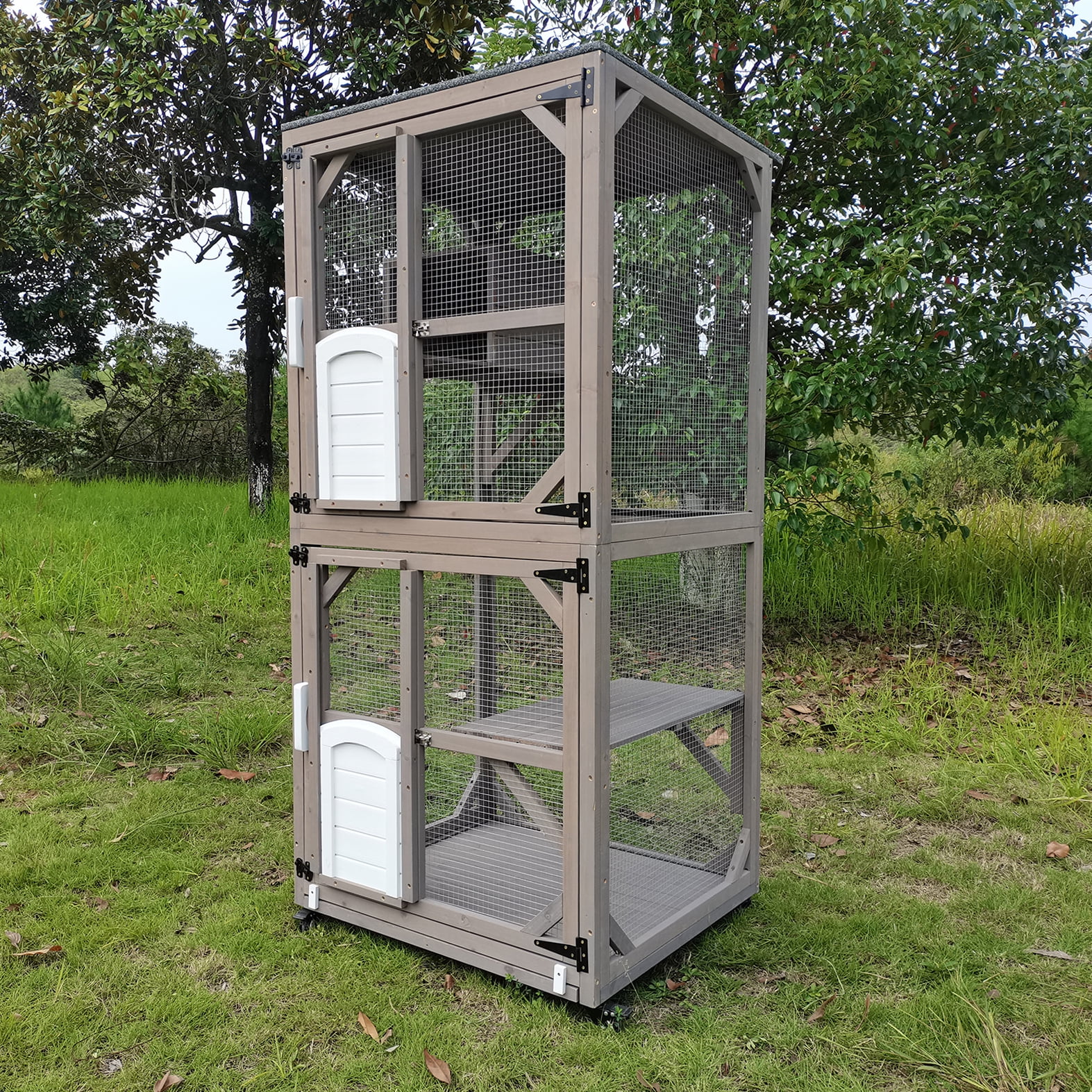 Gowoodhut CAT18 Cat Enclosures Outdoor for Cats, Wooden Outdoor Cat Enclosure on Wheels Attach to Window Catio - Image 8