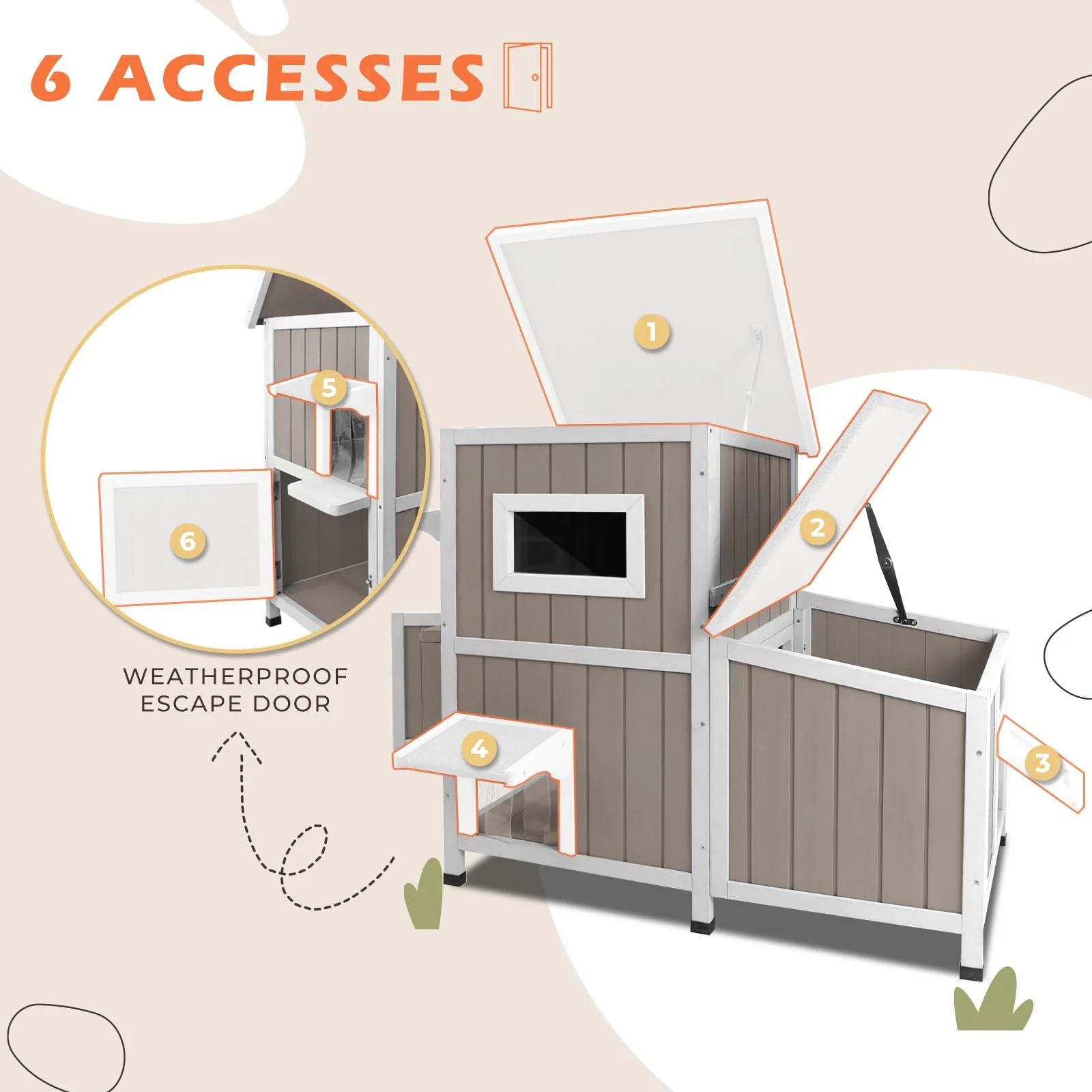 Gowoodhut PET19 Outdoor Cat House Weatherproof, Wooden Cat Shelter House - Image 3