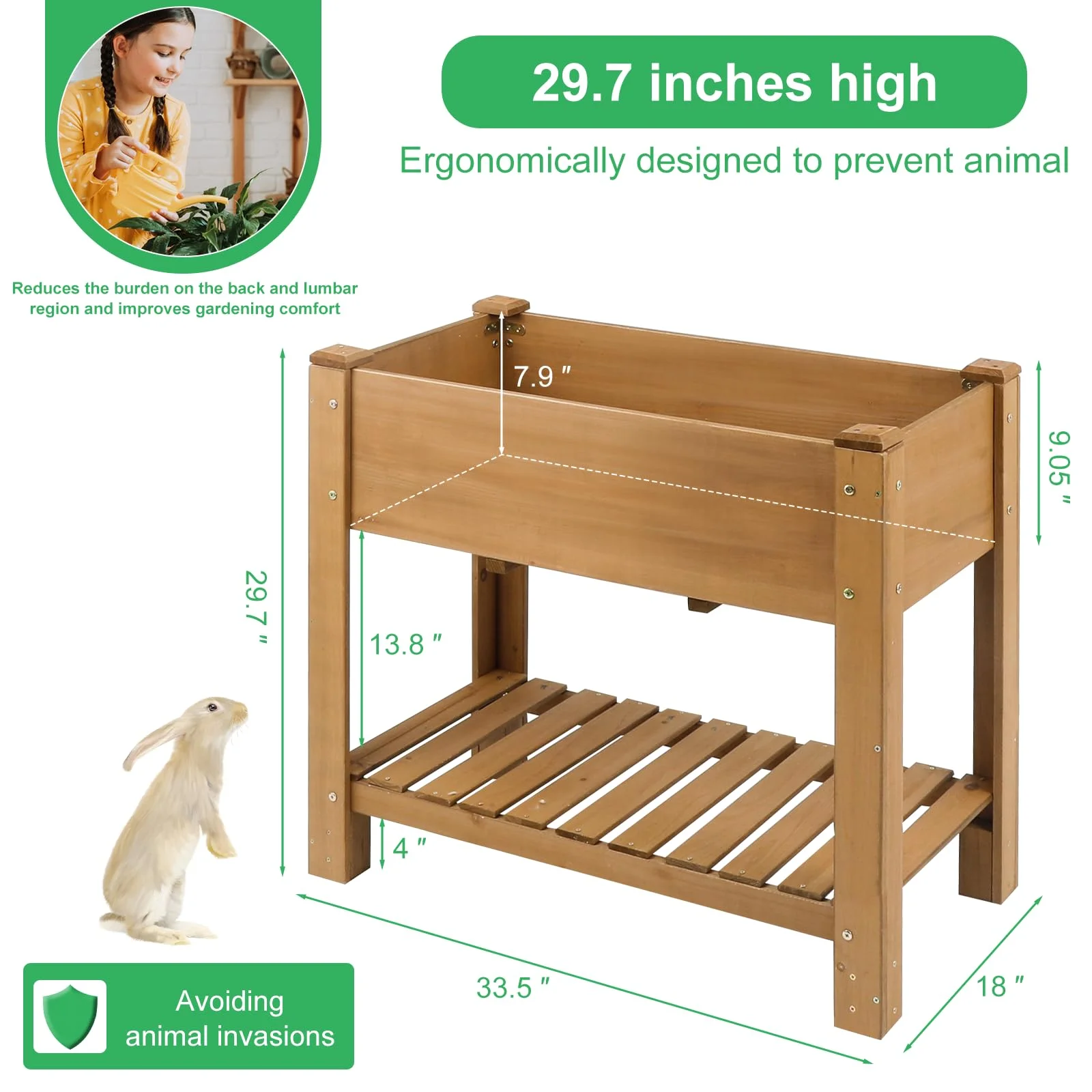 Gowoodhut GF27 Raised Garden Beds Outdoor With Legs Wood Elevated Garden Box With L-Connection Tabs Storage Shelf Leg Reinforcement - Image 8
