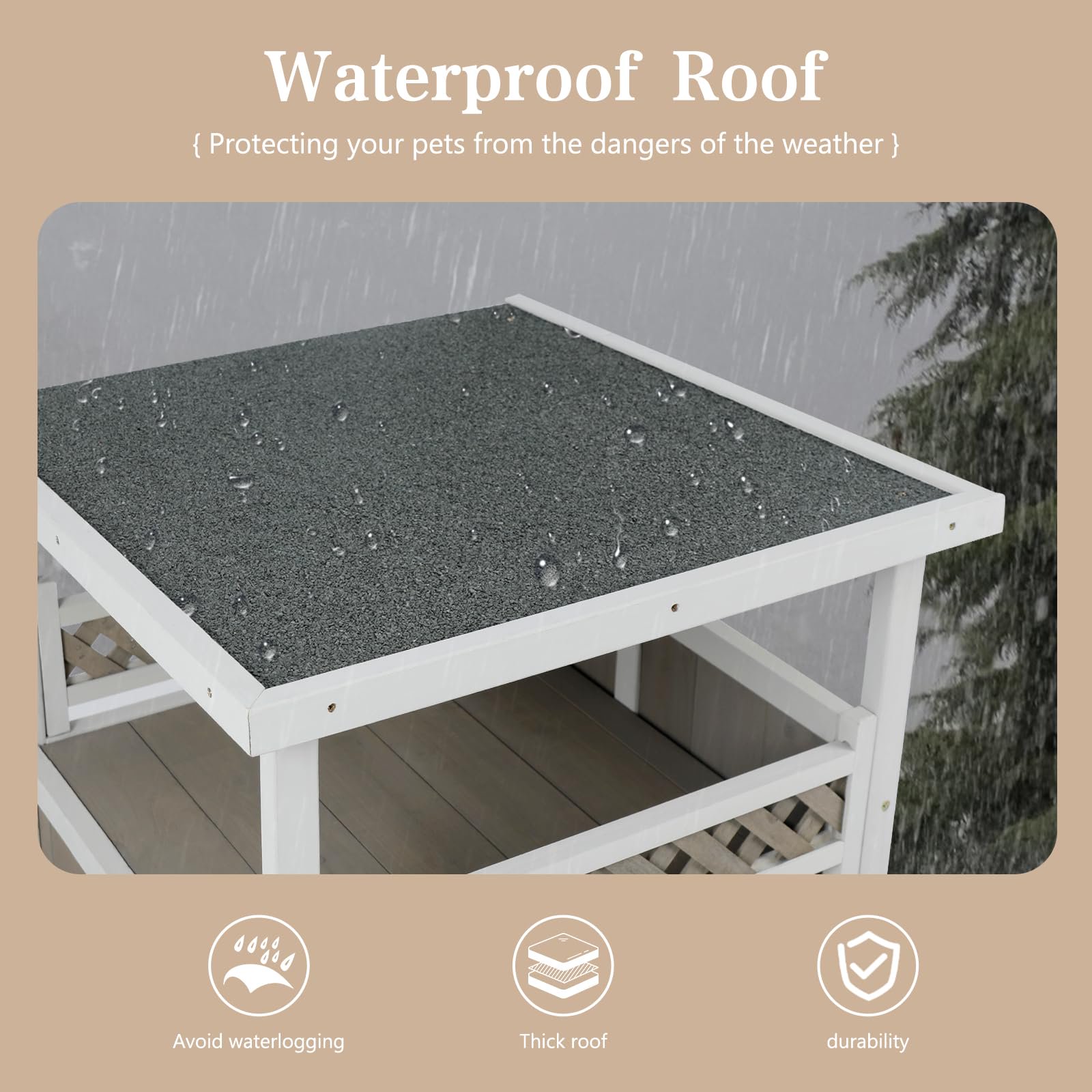 Gowoodhut PET09 Two Story Cat House Outdoor Weatherproof, Wooden Outside Feral Cat Shelter - Image 2