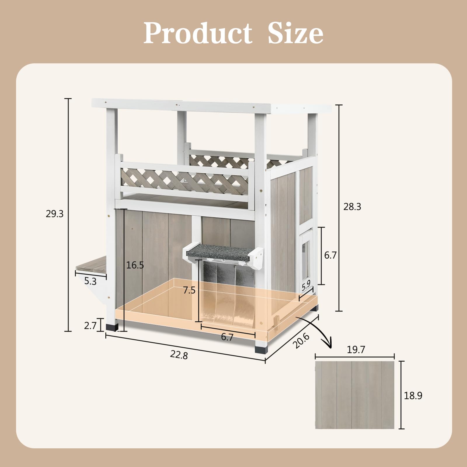 Gowoodhut PET09 Two Story Cat House Outdoor Weatherproof, Wooden Outside Feral Cat Shelter - Image 7
