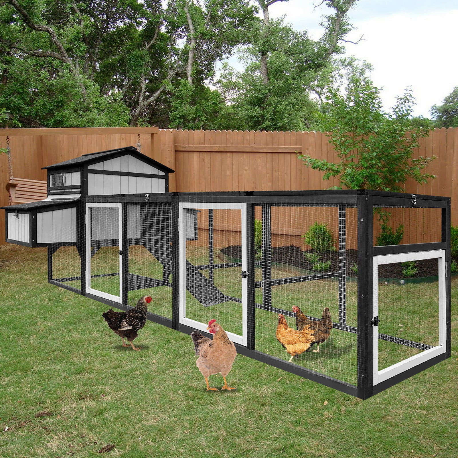 Gowoodhut PET27 Extra Large Chicken Coop 2 Story Wooden Poultry Cage with Run - Image 2