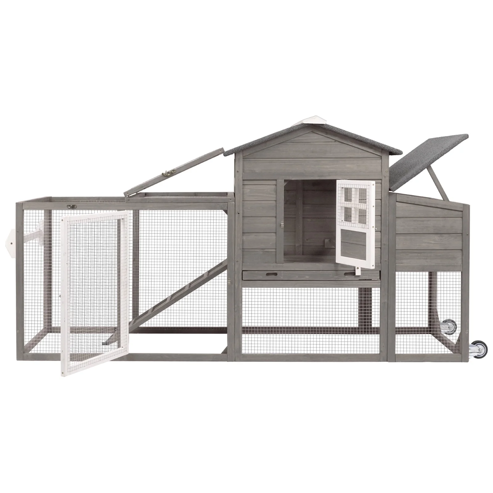 Gowoodhut PET21W Wooden Chicken Coop Rabbit Cage with Nesting Box