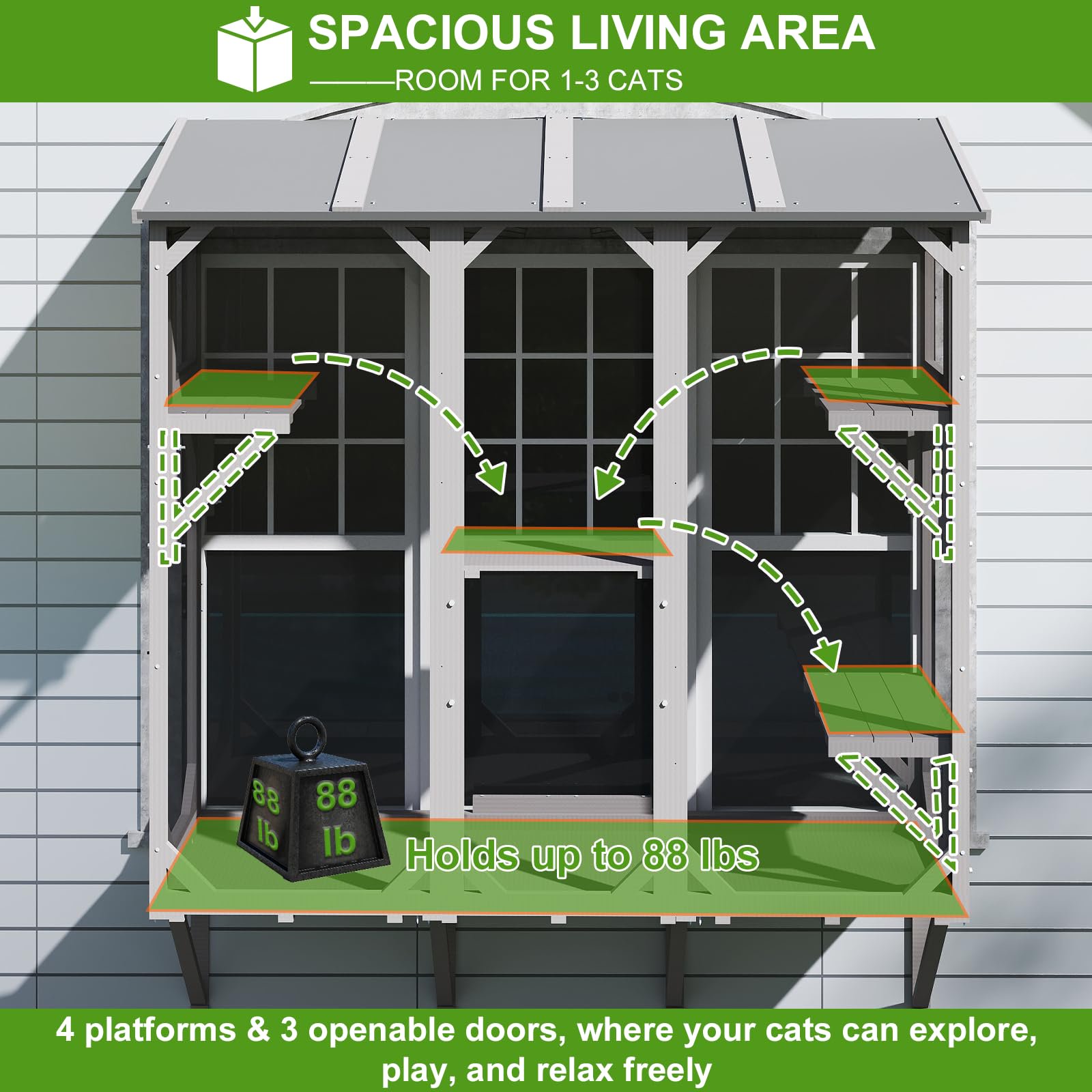 Gowoodhut PET08 Cat Window Box,Wooden Window Catio for Indoor Cats - Image 8