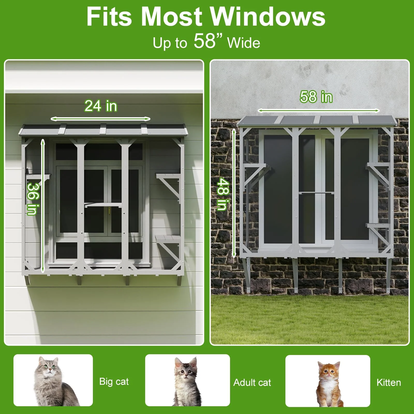 Gowoodhut PET08 Cat Window Box,Wooden Window Catio for Indoor Cats - Image 6