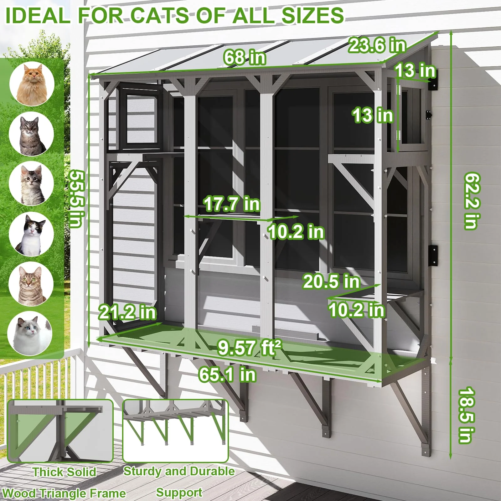Gowoodhut PET08 Cat Window Box,Wooden Window Catio for Indoor Cats - Image 5